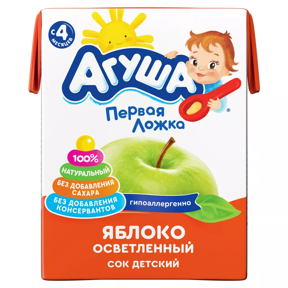 СОК АГУША ЯБЛОКО ОСВЕТЛ 4+ 200МЛ