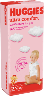 ПОДГУЗНИКИ HUGGIES (ХАГГИС) ULTRA COMFORT 5 №56 (ДЕВОЧКА)