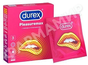 ПРЕЗЕРВАТИВЫ DUREX (ДЮРЕКС) PLEASUREMAX С РЕБРАМИ И ПУПЫРЫШКАМИ №3