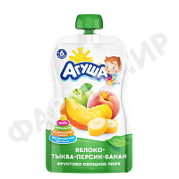 ПЮРЕ ФРУКТОВО-ОВОЩНОЕ АГУША ЯБЛОКО ПЕРСИК БАНАН ТЫКВА 90ГР