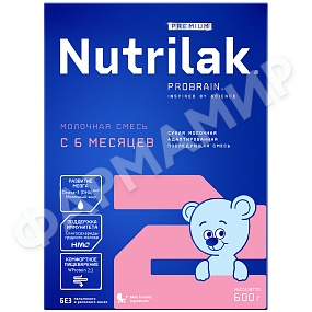 СМЕСЬ МОЛОЧНАЯ NUTRILAK (НУТРИЛАК) PREMIUM №2 C 6 ДО 12 МЕС 600ГР