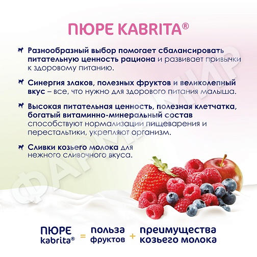 ПЮРЕ Д/ДЕТЕЙ KABRITA (КАБРИТА) ЛЕСНЫЕ ЯГОДЫ 100ГР