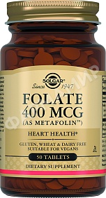 ФОЛАТ 400МКГ МЕТАФОЛИН №50 ТАБЛ СОЛГАР (SOLGAR)