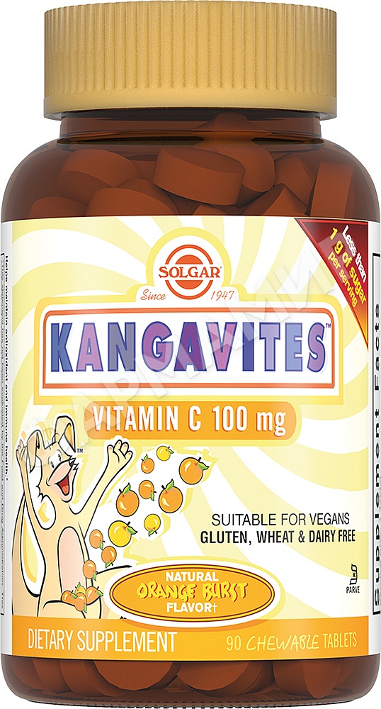КАНГАВИТЕС ВИТ С СО ВКУСОМ АПЕЛЬСИНА 100МГ №90 ТАБЛ СОЛГАР (SOLGAR)