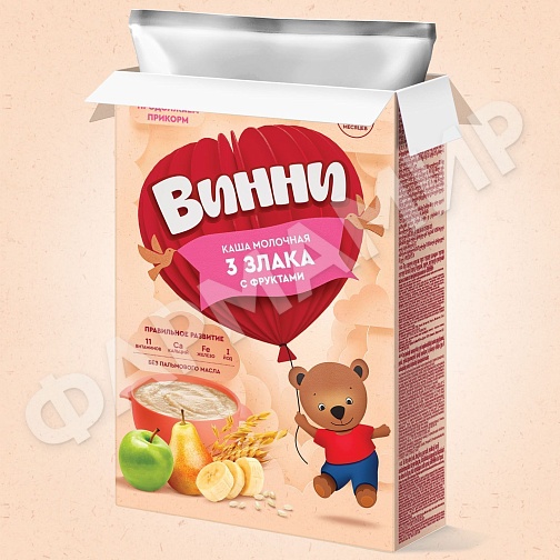 КАША МОЛОЧНАЯ ВИННИ 3 ЗЛАКА С ФРУКТАМИ 200ГР