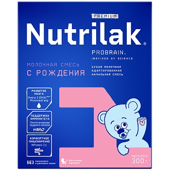 СМЕСЬ МОЛОЧНАЯ NUTRILAK (НУТРИЛАК) PREMIUM №1 C 0 ДО 6МЕС 300ГР
