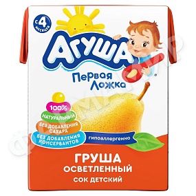 СОК АГУША ГРУША ОСВЕТЛ 4+ 200МЛ