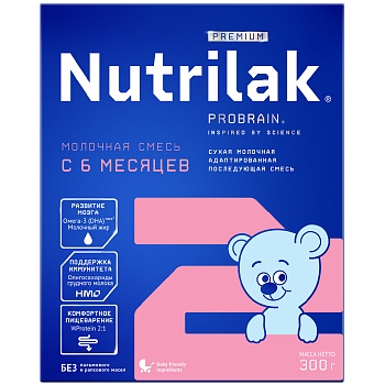СМЕСЬ МОЛОЧНАЯ NUTRILAK (НУТРИЛАК) PREMIUM №2 C 6 ДО 12 МЕС 300ГР