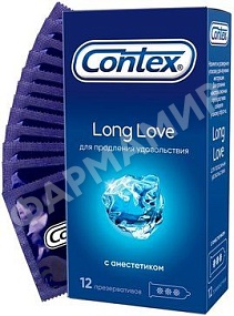 ПРЕЗЕРВАТИВЫ CONTEX (КОНТЕКС) LONG LOVE С АНЕСТЕТИКОМ №12