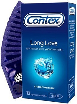 ПРЕЗЕРВАТИВЫ CONTEX (КОНТЕКС) LONG LOVE С АНЕСТЕТИКОМ №12
