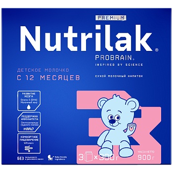СМЕСЬ МОЛОЧНАЯ NUTRILAK (НУТРИЛАК) PREMIUM №3 ДЕТСКОЕ МОЛОЧКО C 12 МЕС 900ГР