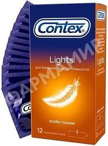 ПРЕЗЕРВАТИВЫ CONTEX (КОНТЕКС) LIGHTS ОСОБО ТОНКИЕ №12
